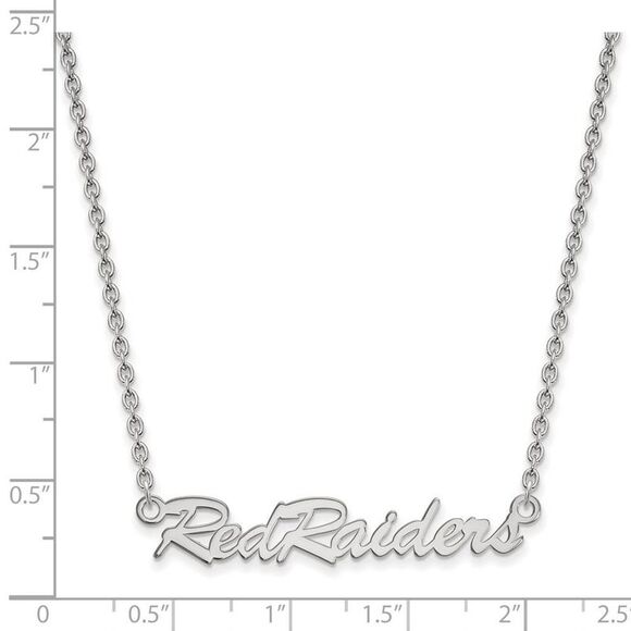 Sterling Silver Texas Tech U Medium Script 'Red Raiders' Necklace - Picture 2 of 4